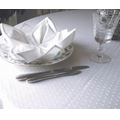 Polka Dot White Cotton Damask Round and Oblong Tablecloths
